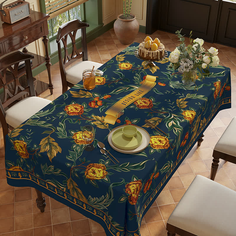 Vintage Luxus Blumenranke Vogel Chenille Tischdecke