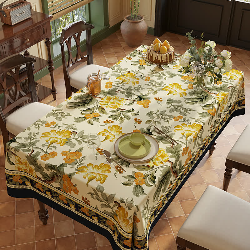 Vintage Luxus Blumenranke Vogel Chenille Tischdecke