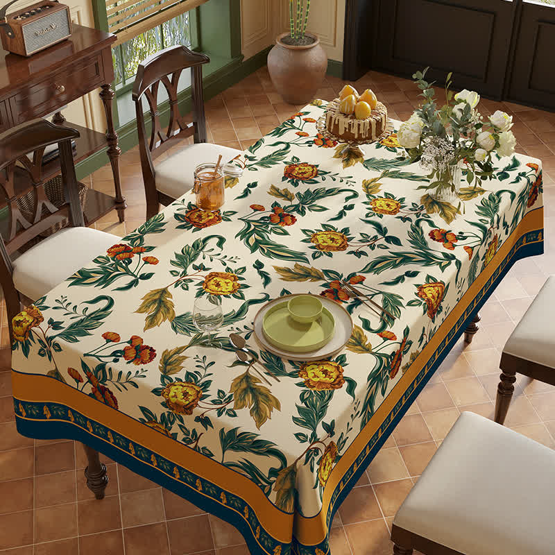 Vintage Luxus Blumenranke Vogel Chenille Tischdecke