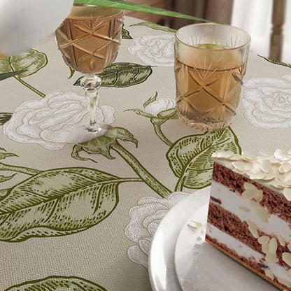 Retro Leichte Luxus-Tischdecke aus Leinen mit Pflanzenblumen