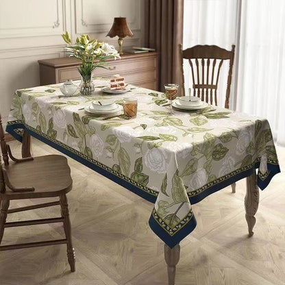 Retro Leichte Luxus-Tischdecke aus Leinen mit Pflanzenblumen