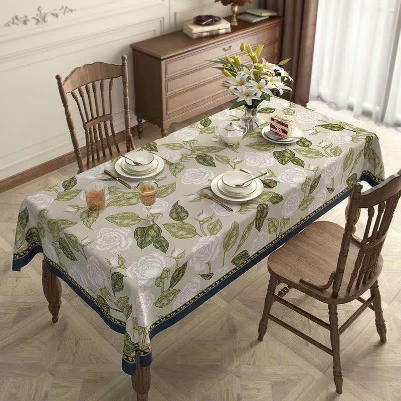 Retro Leichte Luxus-Tischdecke aus Leinen mit Pflanzenblumen