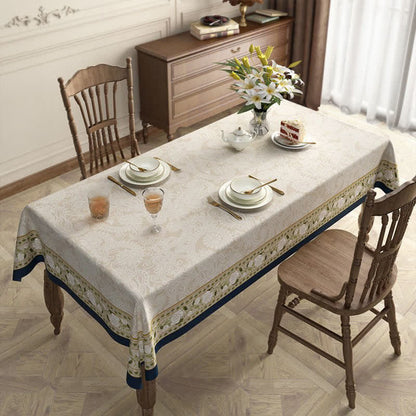 Retro Leichte Luxus-Tischdecke aus Leinen mit Pflanzenblumen