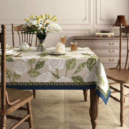 Retro Leichte Luxus-Tischdecke aus Leinen mit Pflanzenblumen