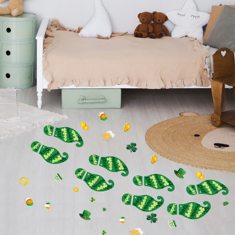 St. Patrick's Day Kleeblatt-Fußabdrücke Sticker