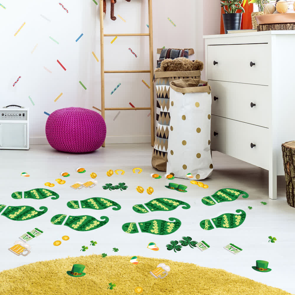 St. Patrick's Day Kleeblatt-Fußabdrücke Sticker