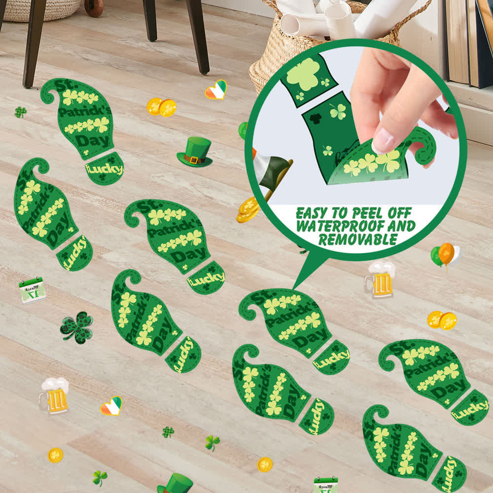 St. Patrick's Day Kleeblatt-Fußabdrücke Sticker