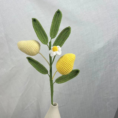 Kreativer handgemachter gestrickter gehäkelter Obststrauß