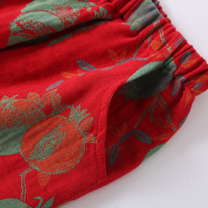 Jacquard-Nachtwäscheset aus Baumwollgaze mit Granatapfelmotiv