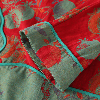 Jacquard-Nachtwäscheset aus Baumwollgaze mit Granatapfelmotiv
