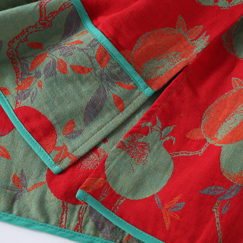 Jacquard-Nachtwäscheset aus Baumwollgaze mit Granatapfelmotiv