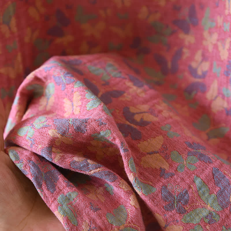 Jacquard-Nachthemd aus reiner Baumwolle mit Schmetterlingsmotiv