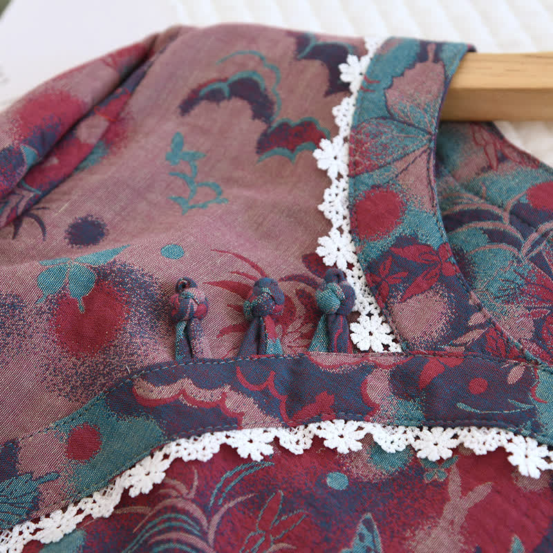 Doppellagiges Gaze-Pyjama-Set mit Retro-Schmetterling