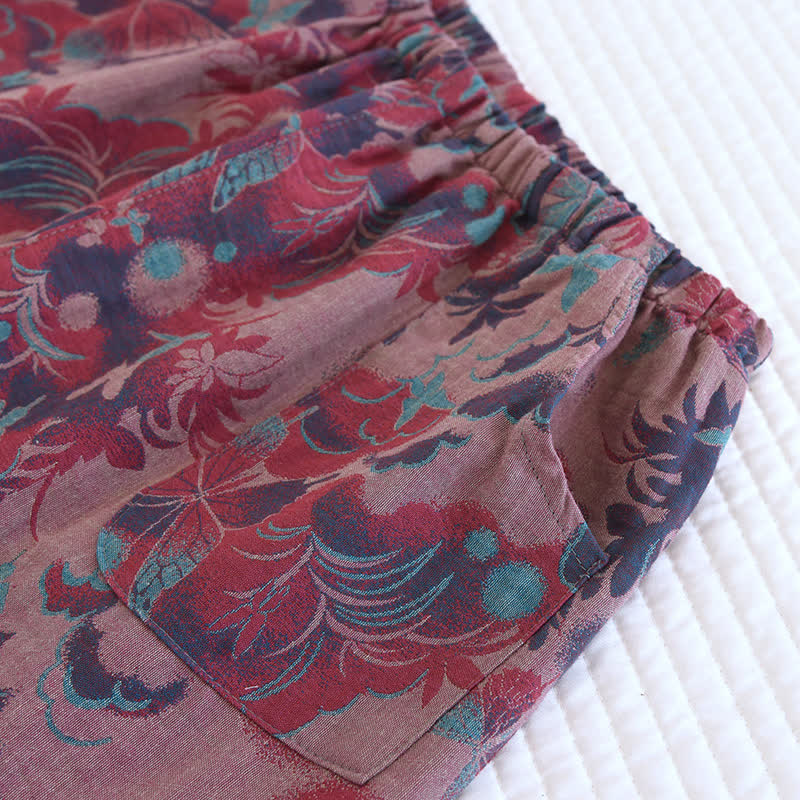 Doppellagiges Gaze-Pyjama-Set mit Retro-Schmetterling