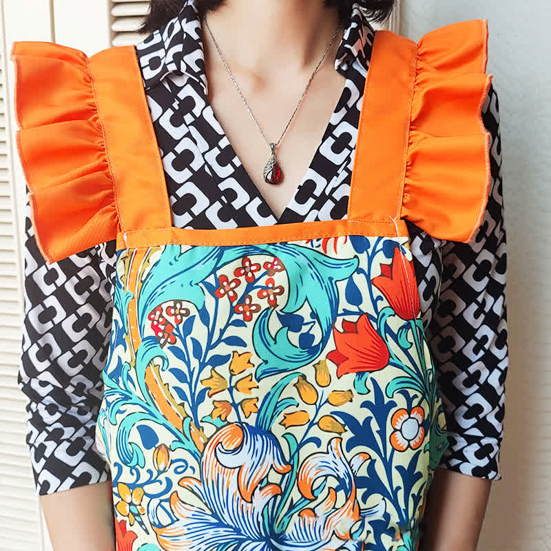 Wasserdichte, ölbeständige Schürze mit Retro-Blumenmuster