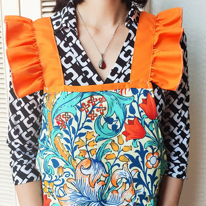 Wasserdichte, ölbeständige Schürze mit Retro-Blumenmuster