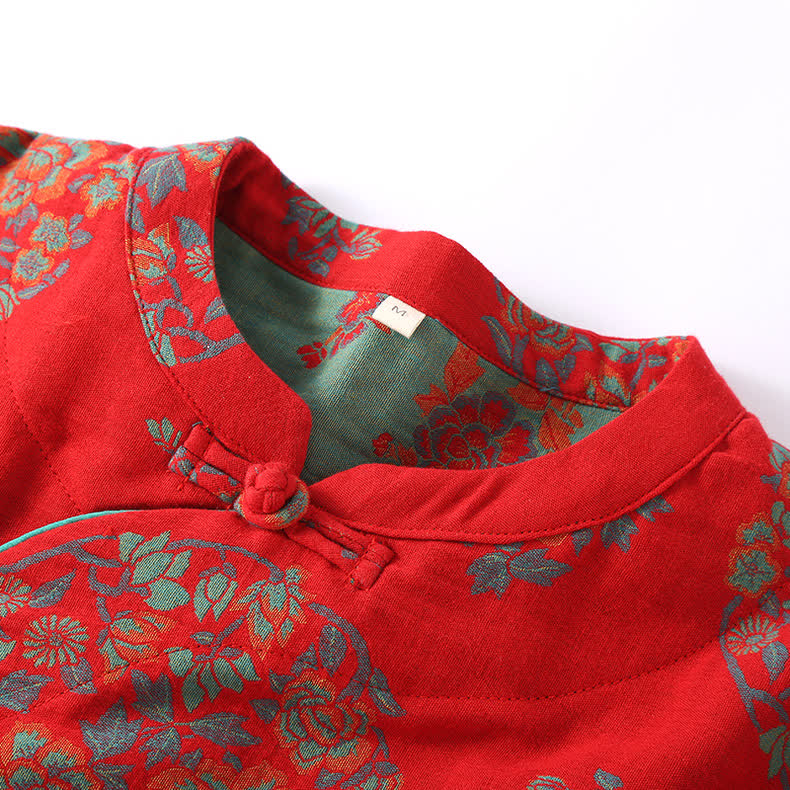 Nachtwäsche-Set aus Baumwollgaze mit Froschverschluss und Blumenmuster