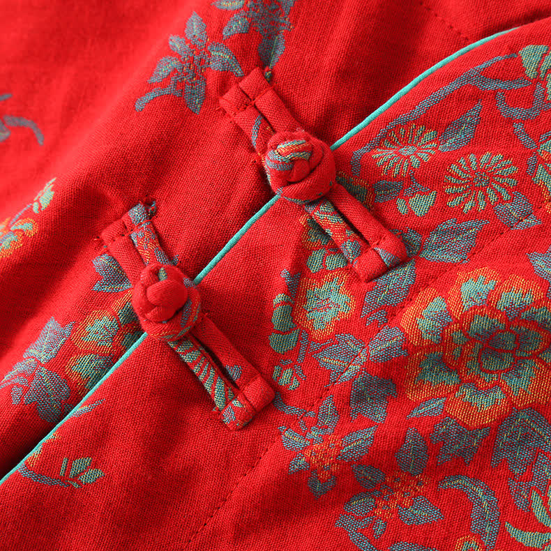 Nachtwäsche-Set aus Baumwollgaze mit Froschverschluss und Blumenmuster