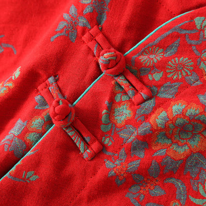 Nachtwäsche-Set aus Baumwollgaze mit Froschverschluss und Blumenmuster