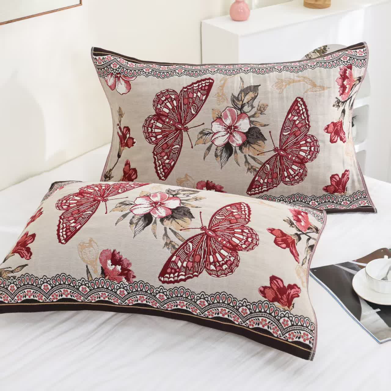 Wendesteppdecke aus Baumwollgaze mit Schmetterlings- und Blumenmuster