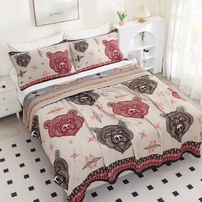Vintage Bärenkopf Baumwollgaze Quilt