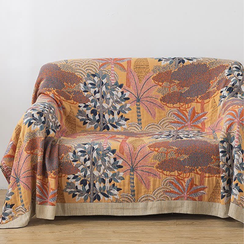 Kuscheldecke aus Baumwollgaze mit tropischem Dschungelmotiv