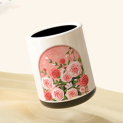 Eleganter, doppelschichtiger, langlebiger Mülleimer mit Rosenmotiv