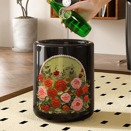 Eleganter, doppelschichtiger, langlebiger Mülleimer mit Rosenmotiv