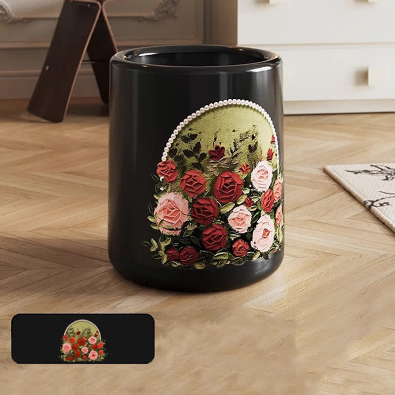Eleganter, doppelschichtiger, langlebiger Mülleimer mit Rosenmotiv