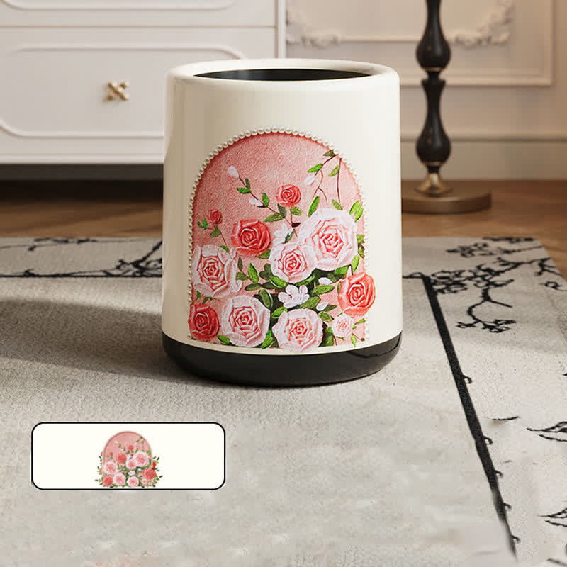 Eleganter, doppelschichtiger, langlebiger Mülleimer mit Rosenmotiv - image 6