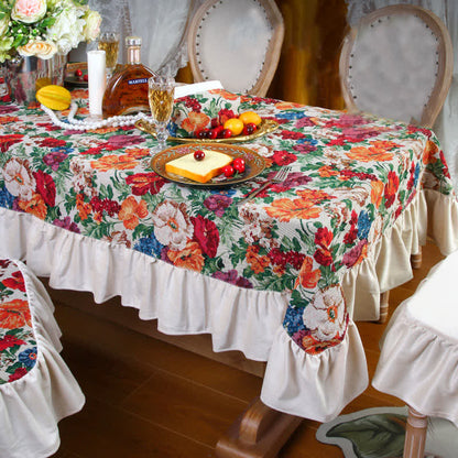 Staubdichte Tischdecke mit Rüschen im Retro-Jacquard-Stil