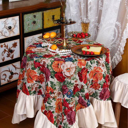 Staubdichte Tischdecke mit Rüschen im Retro-Jacquard-Stil
