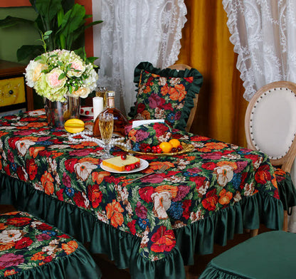 Staubdichte Tischdecke mit Rüschen im Retro-Jacquard-Stil