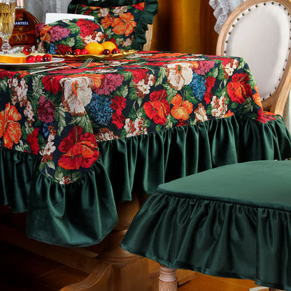 Staubdichte Tischdecke mit Rüschen im Retro-Jacquard-Stil