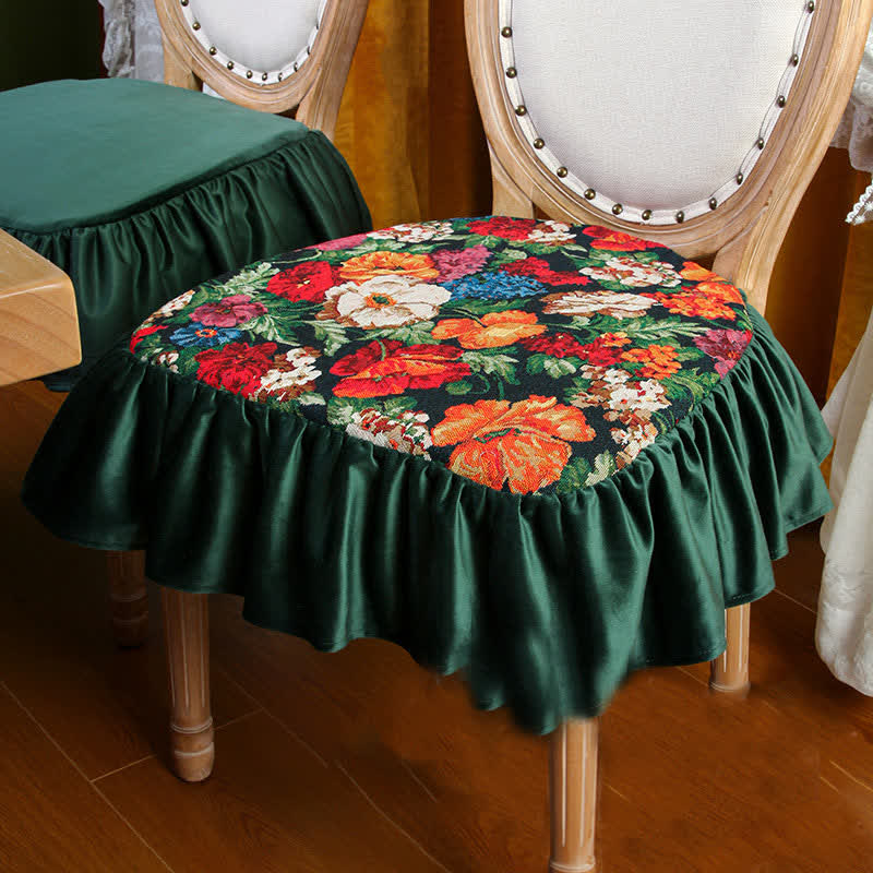 Quadratisches, abnehmbares Bodenkissen mit Vintage-Blumenmuster
