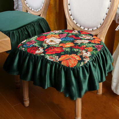 Quadratisches, abnehmbares Bodenkissen mit Vintage-Blumenmuster