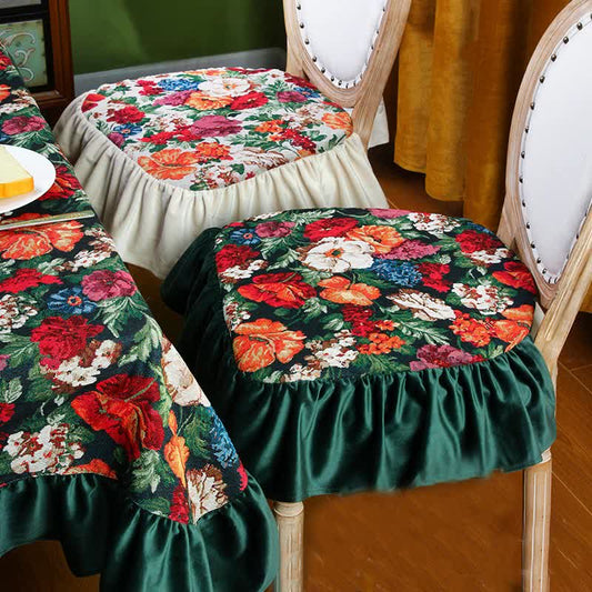 Quadratisches, abnehmbares Bodenkissen mit Vintage-Blumenmuster