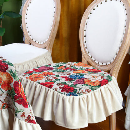 Quadratisches, abnehmbares Bodenkissen mit Vintage-Blumenmuster