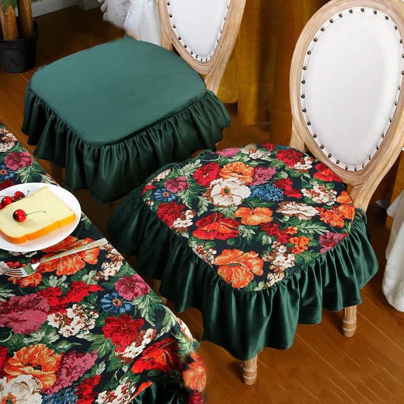 Quadratisches, abnehmbares Bodenkissen mit Vintage-Blumenmuster