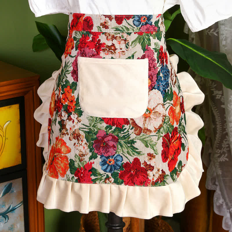 Wasserdichtes Schürzenset mit Retro-Blumenmuster