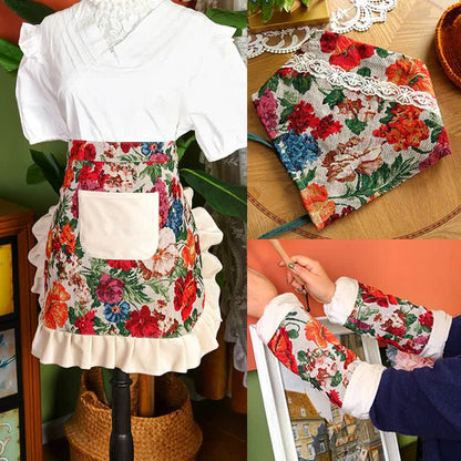 Wasserdichtes Schürzenset mit Retro-Blumenmuster