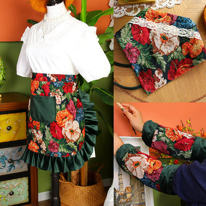 Wasserdichtes Schürzenset mit Retro-Blumenmuster