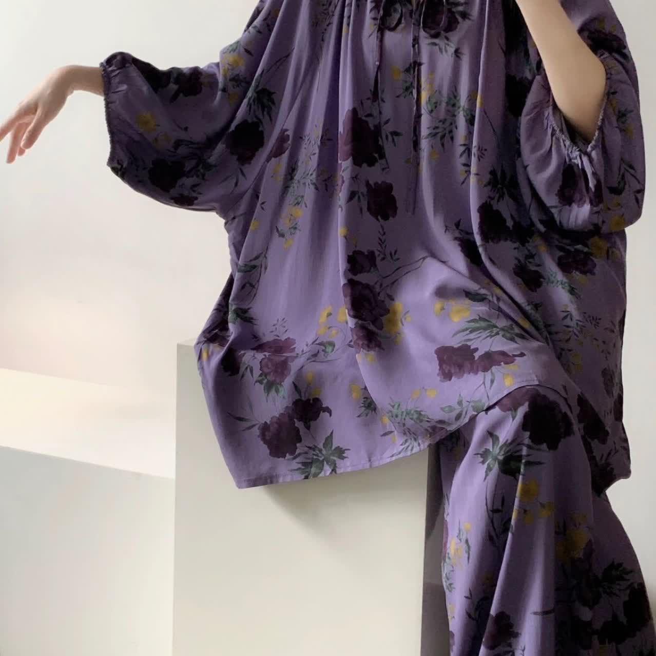 Plus Size Vintage Rose Nachtwäsche-Set