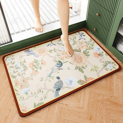 Elegante Badezimmer-Bodenmatte mit Blumenmuster aus Kieselalgenschlamm