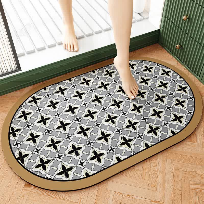 Elegante Badezimmer-Bodenmatte mit Blumenmuster aus Kieselalgenschlamm