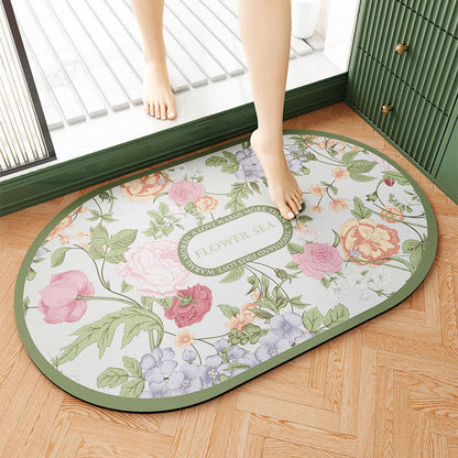 Elegante Badezimmer-Bodenmatte mit Blumenmuster aus Kieselalgenschlamm