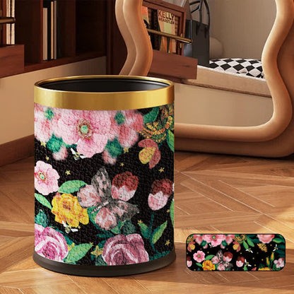 Doppellagiger Mülleimer mit Vintage-Blumenmuster