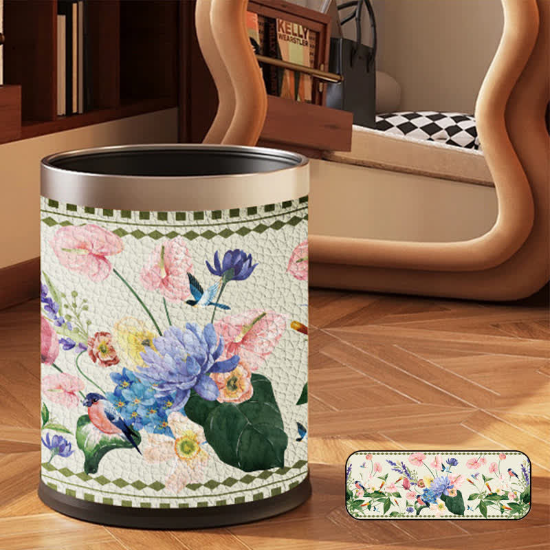 Doppellagiger Mülleimer mit Vintage-Blumenmuster