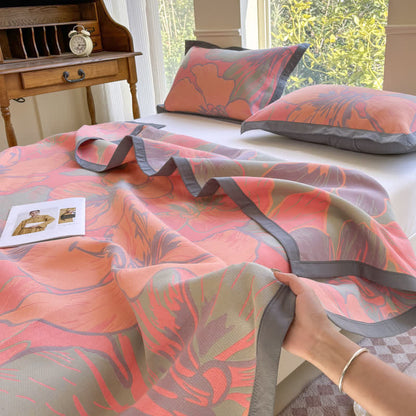 Leichte Steppdecke aus reiner Baumwolle mit leuchtendem Blumenmuster