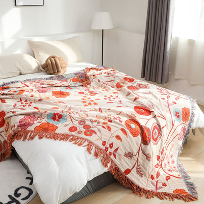 Bequeme Wendedecke aus Baumwollgaze mit Vintage-Blumenmuster